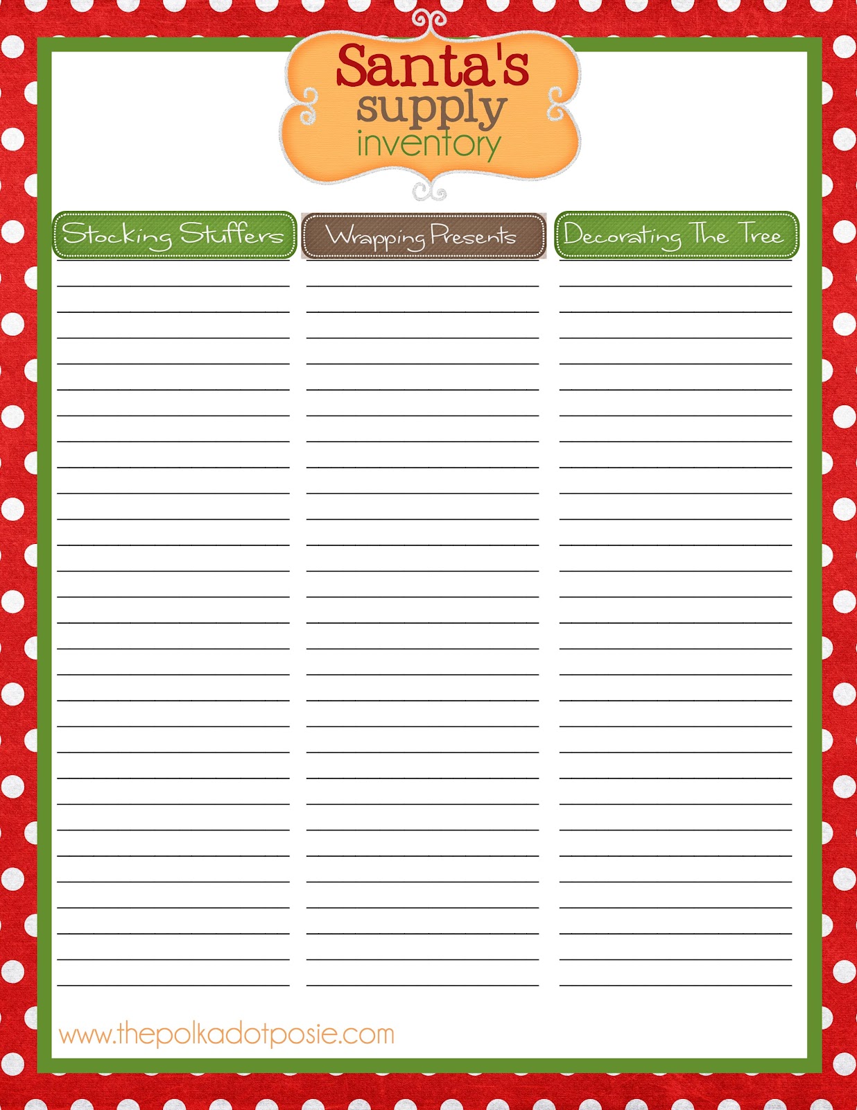 the polka dot posie: christmas organizing printables to get you in