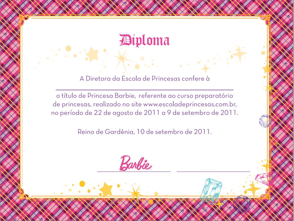 The word Barbie: Diplomas Barbie Escola de Princesas The word Barbie: Diplomas Barbie Escola de Princesas