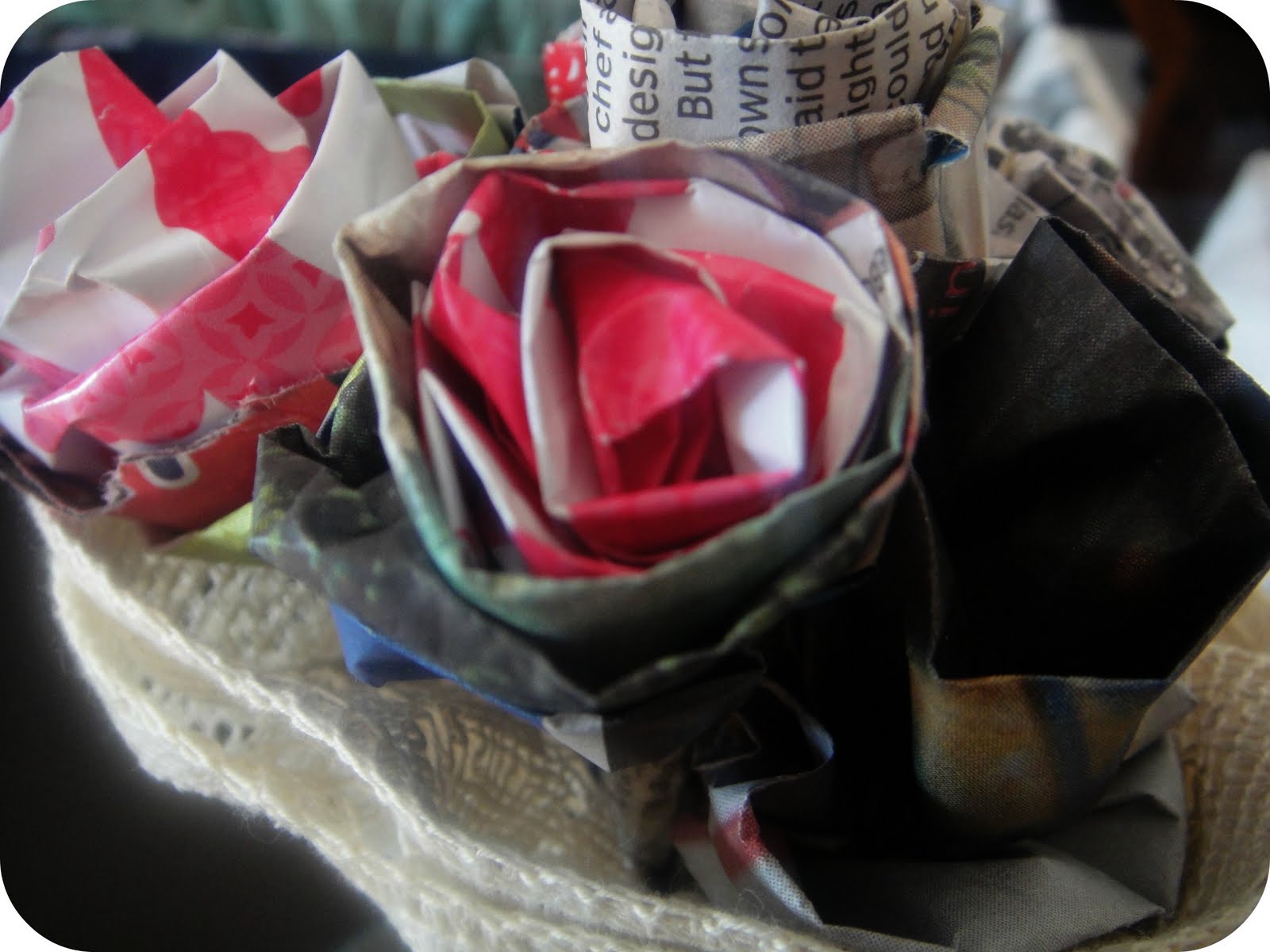Recycled Sewing Recycled Paper Roses
