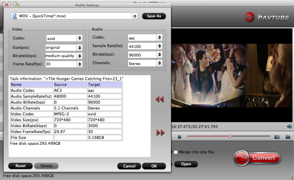 QuickTime mov settings QuickTime mov settings