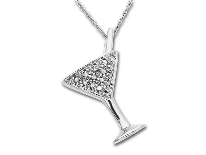 Jewelry Wiki Martini Glass Pendant and 10K White Gold to have Diamonds