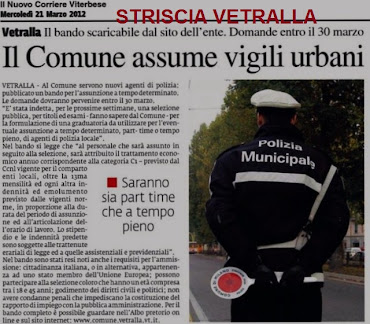 VETRALLA: IL COMUNE ASSUME NUOVI VIGILI URBANI