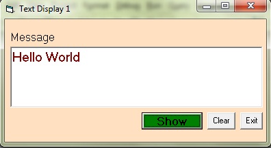 Displaying text The program shows message in text box