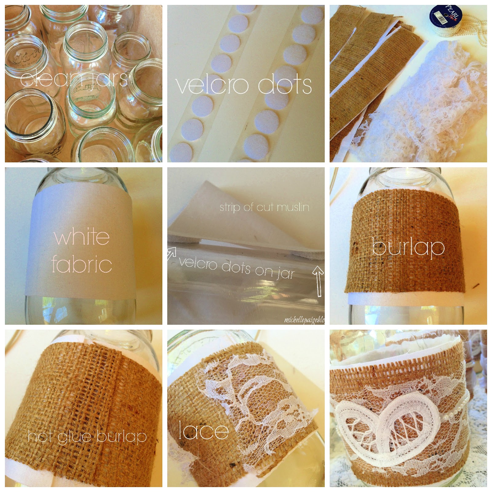 michelle paige blogs Burlap Wrapped Mason Jars