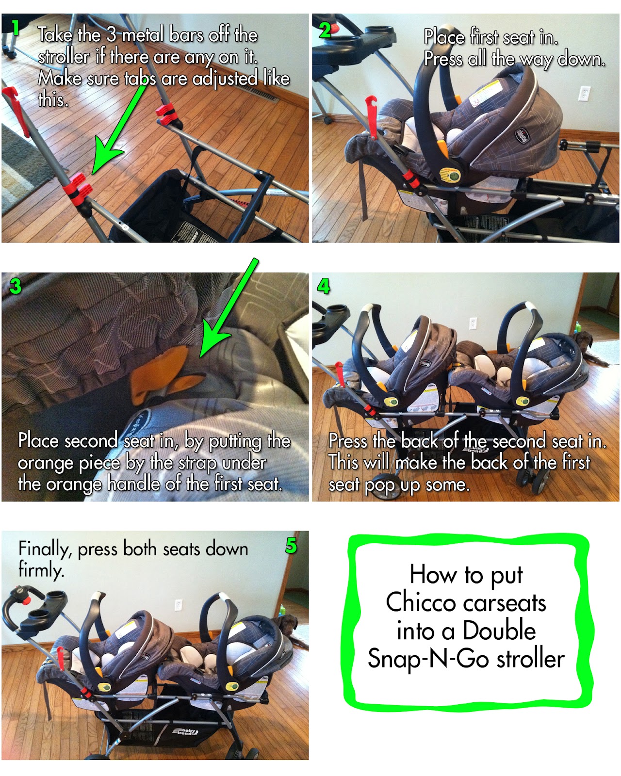 How to put Chicco carseats into a Double SnapNGo stroller