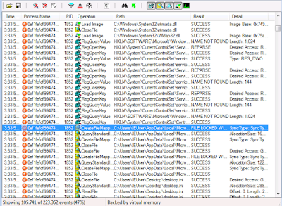 Captura parcial de Process Monitor