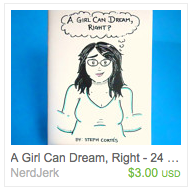 Steph Cortes' comic, A Girl Can Dream, Right?, listed on Etsy