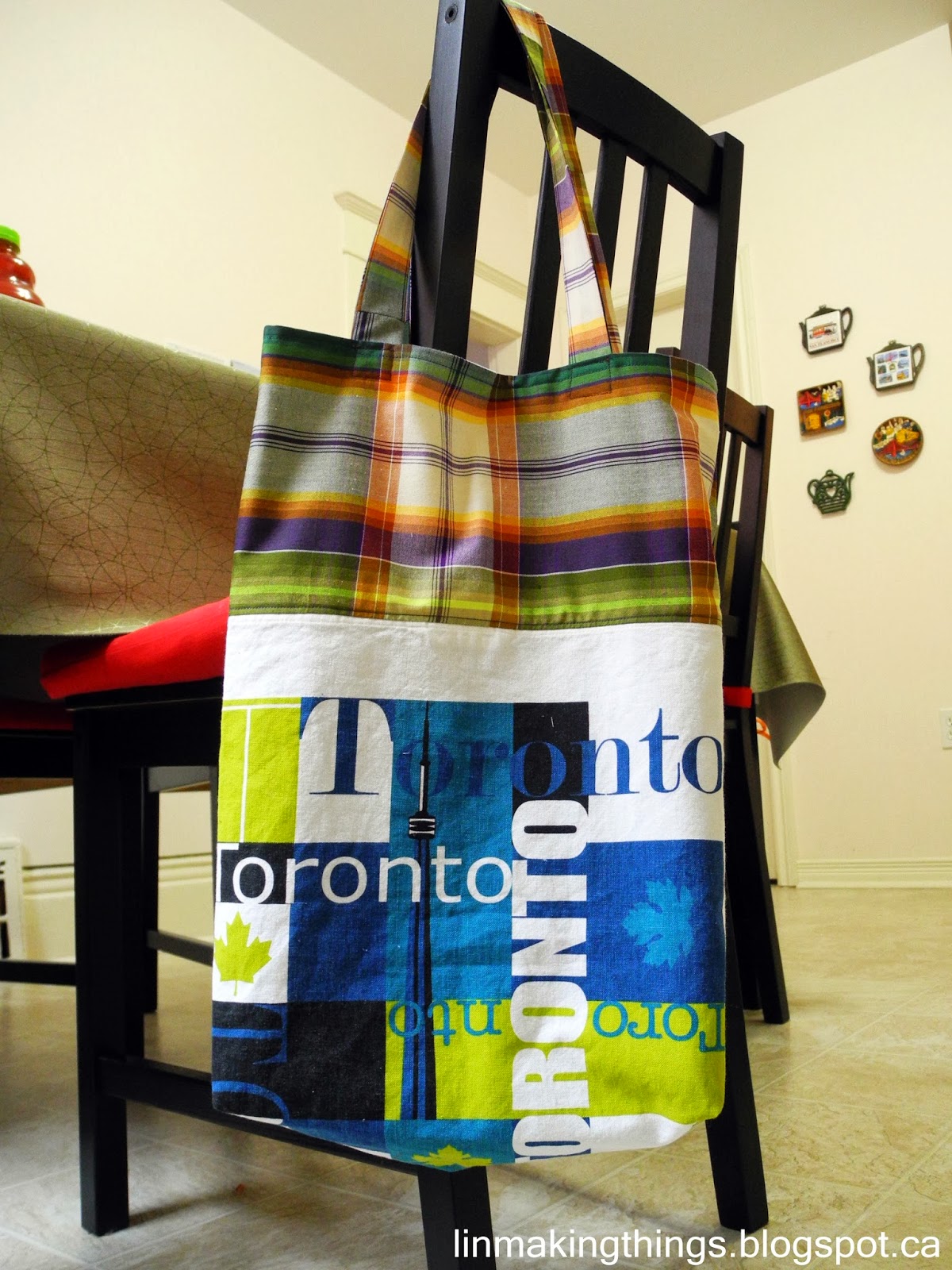 Lin Making Things Tea towel jumbo tote bag 100 repurposed materials!