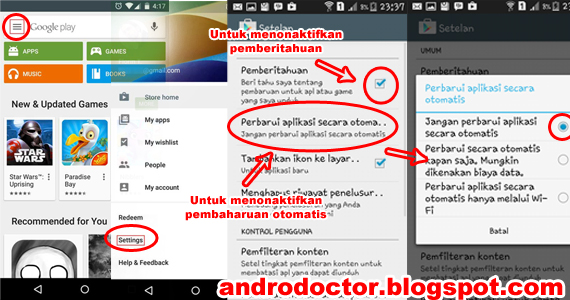 Tips Mudah Menontaktifkan Notifikasi Update Otomatis - Drio AC, Dokter Android