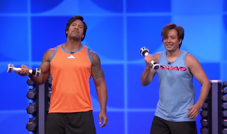 Jimmy Fallon & Dwayne" The Rock" Johnson's Workout funny work out video