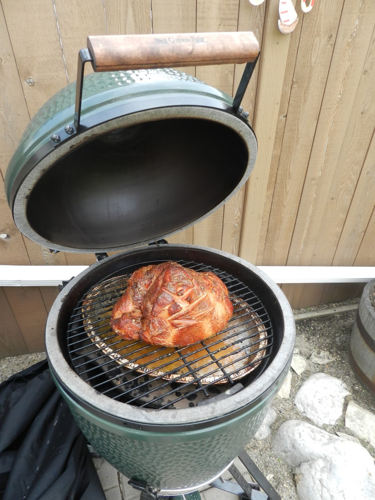 Big Green Egg by Dr. T Roast Ham on the Big Green Egg