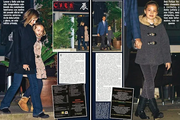 King Felipe of Spain, her wife Queen Letizia and their daughters Princess Leonor and Princess Sofia were photographed when they were getting out of a Chinese restaurant