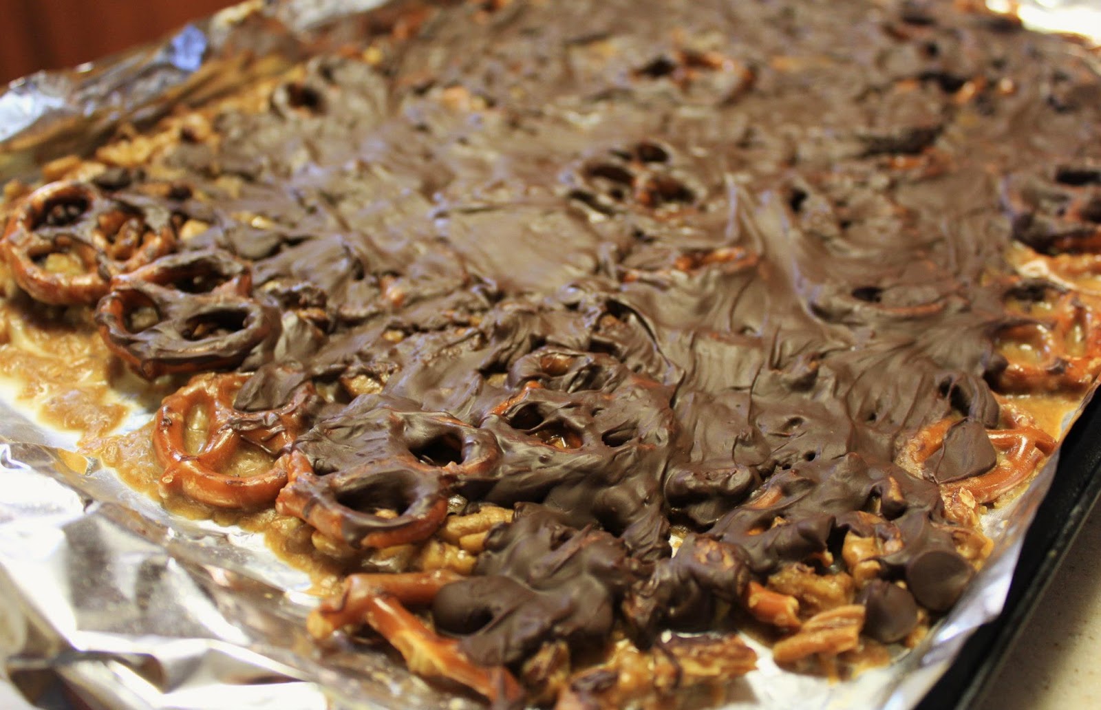 Chocolate caramel pretzel bark...aka chocolate crack.