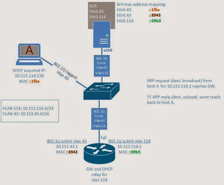 cisco troubleshoot: Bridging VLANs in Linux.