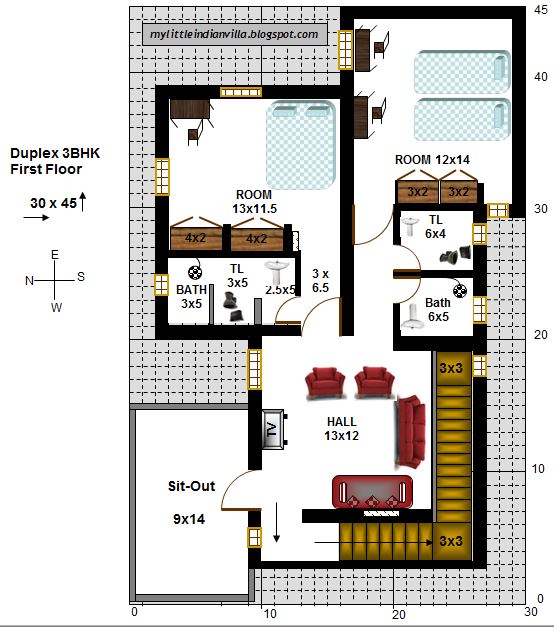 My Little Indian Villa 3 Duplex House 3bhk 30x45 West