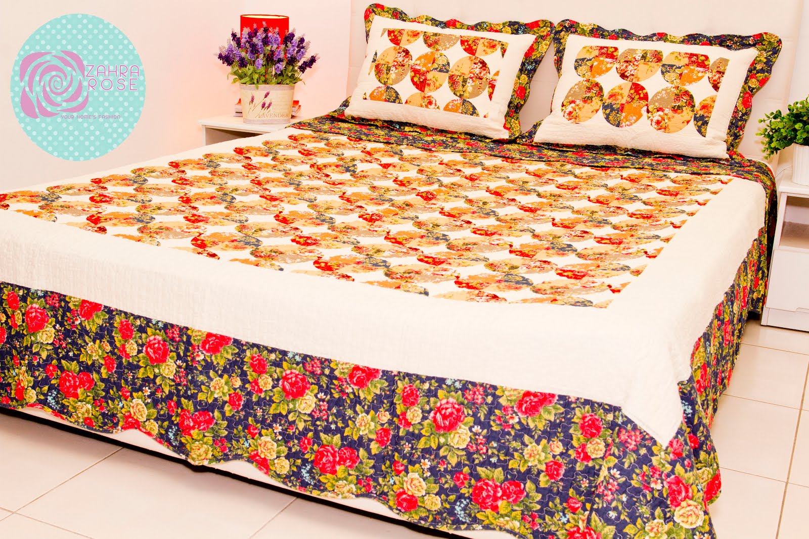 Zahra Rose Design (Cotton Patchwork Bed sheet) COTTON PATCHWORK