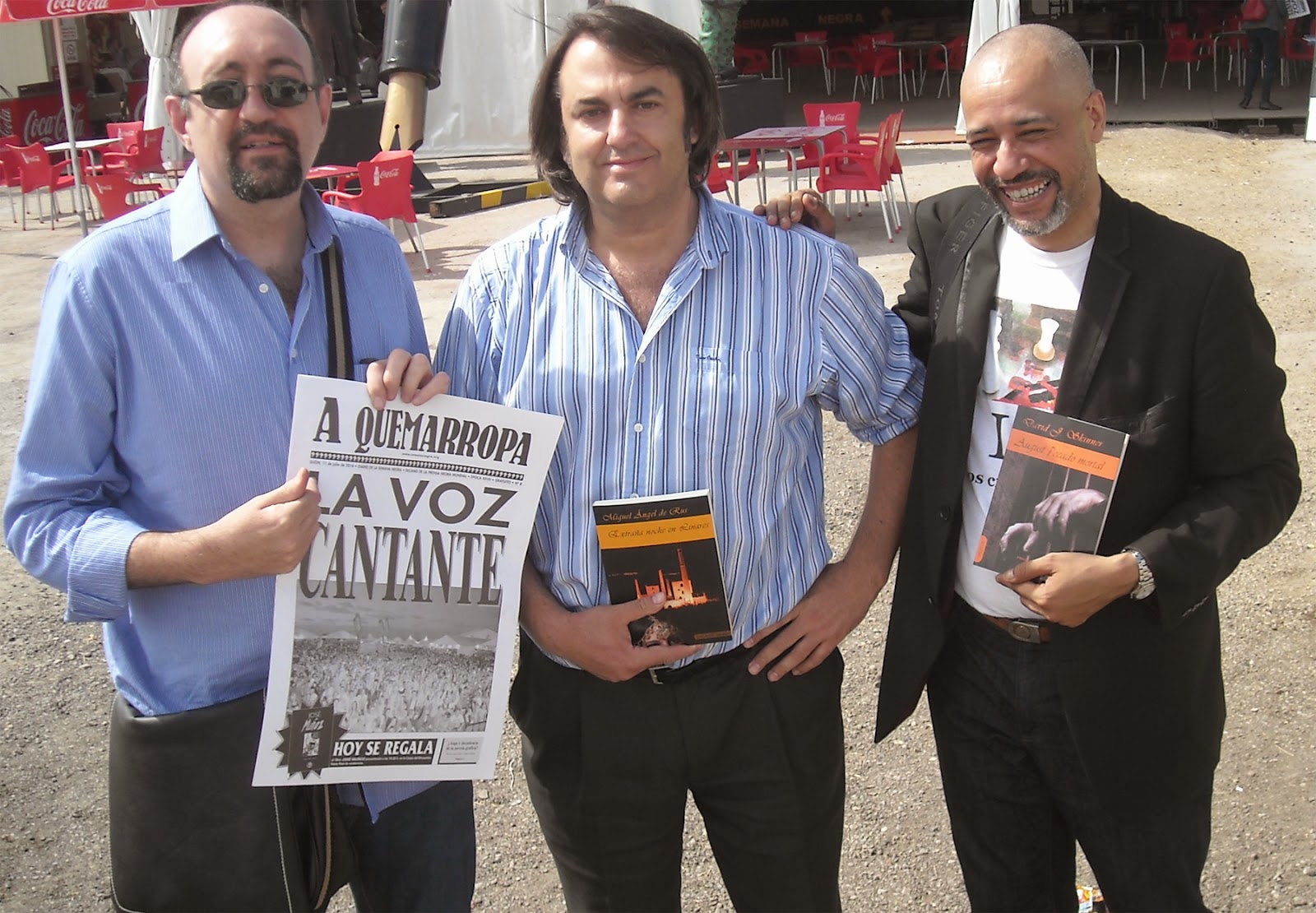 Presentación de Extraña noche en Linares en la Semana Negra de Gijón con Eduardo Vaquerizo y David J. Skinner