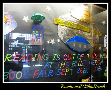 photo of: Showcase Bulletin Board with Outer Space/Rocket Theme (from Bulletin Board RoundUP via RainbowsWithinReach)