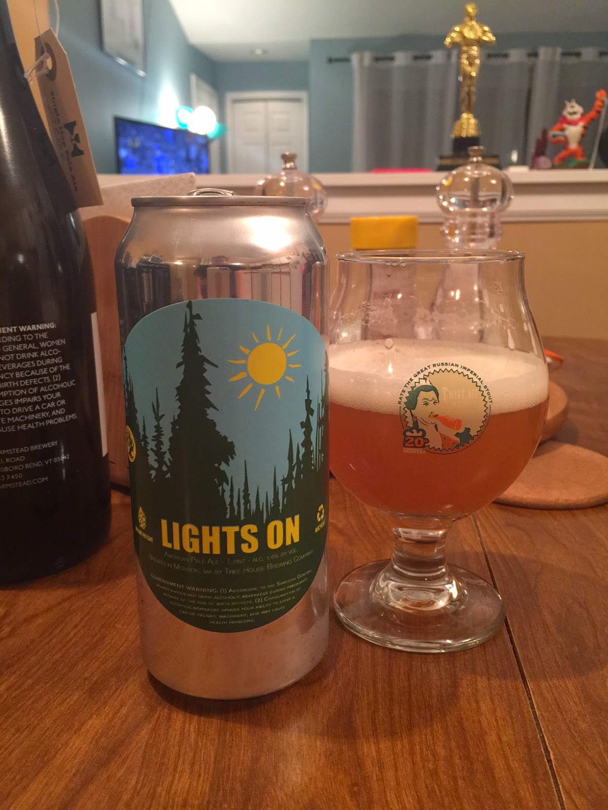 Reviewing Lights On , a pale ale from Tree House Brewing Company out