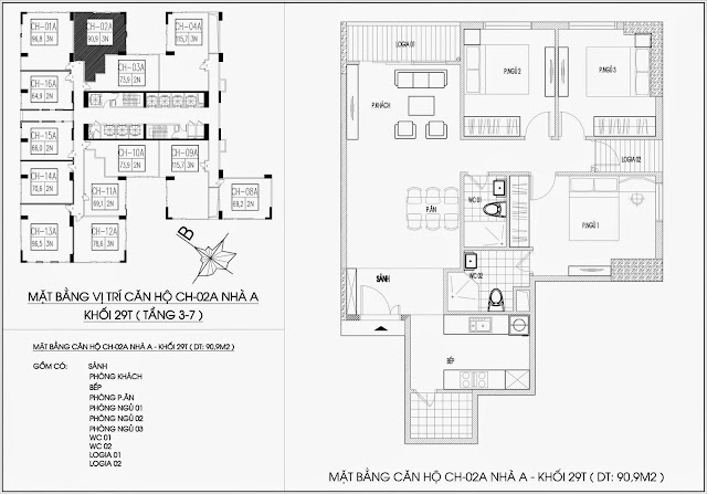 Mặt bằng căn hộ tòa A - 29 tầng, chung cư Imperia Garden Mặt bằng căn hộ tòa A - 29 tầng, chung cư Imperia Garden