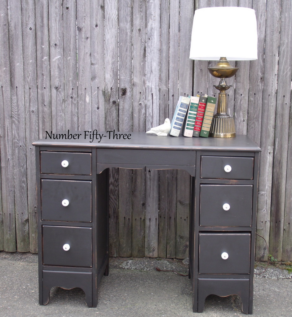 Number FiftyThree Vintage Desk & Milk Glass Knobs