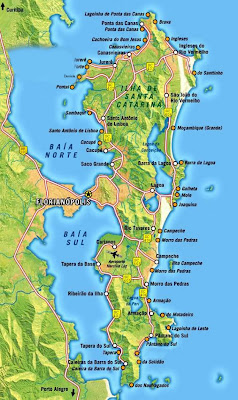 Mapa das praias de Florianópolis Mapa das praias de Florianópolis