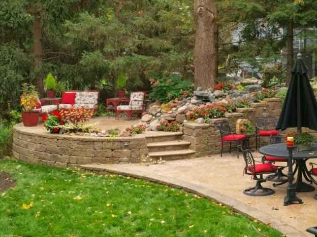 The Allan Block Blog Backyard Design Ideas Raised Patio Vs Wood Deck