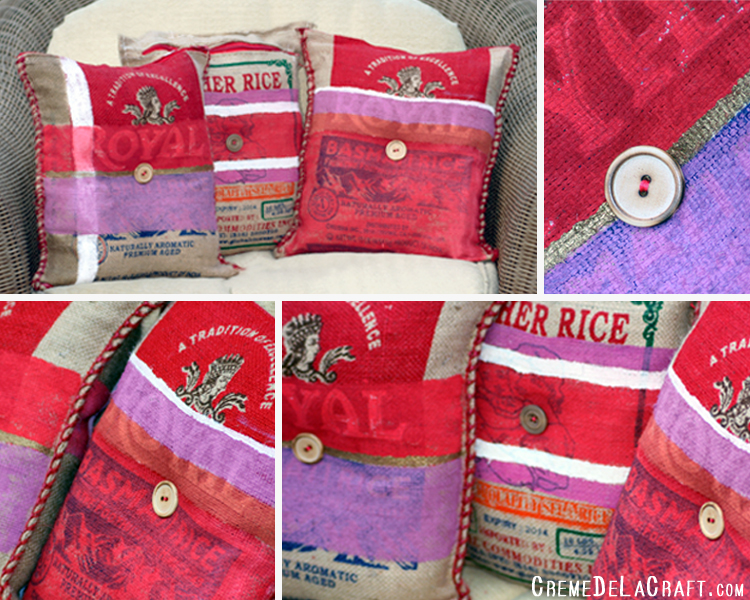 DIY Burlap Pillow From A Rice Bag