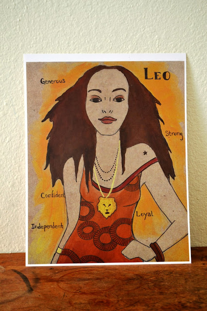 leo astrology art boho painting