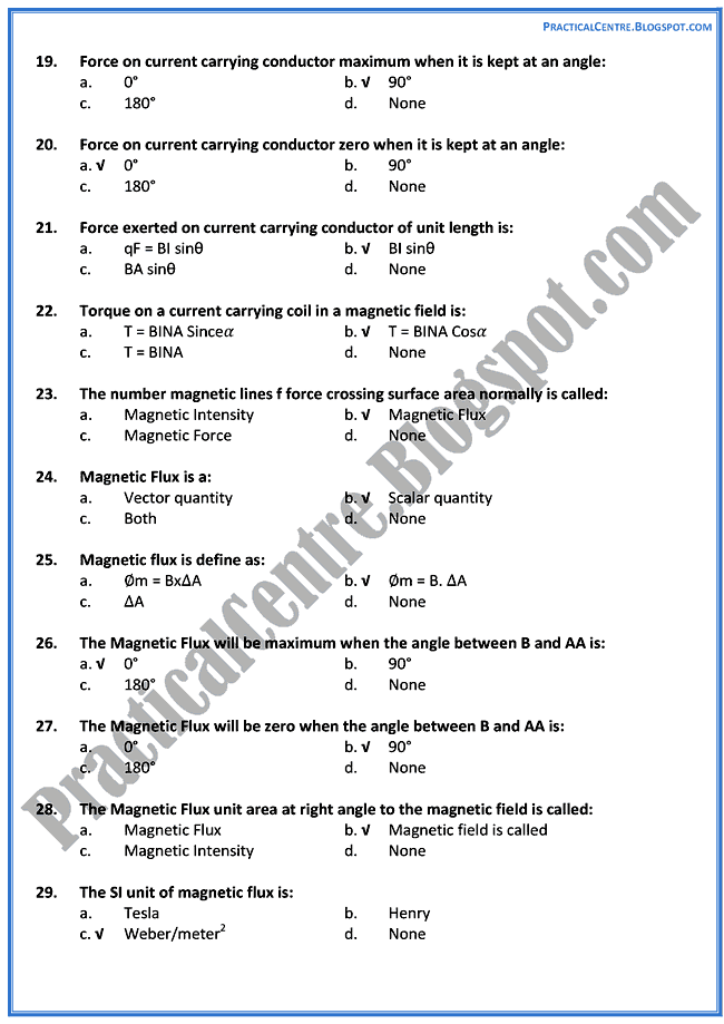 magnetism-and-electromagnetism-Mcqs-Physics-12th