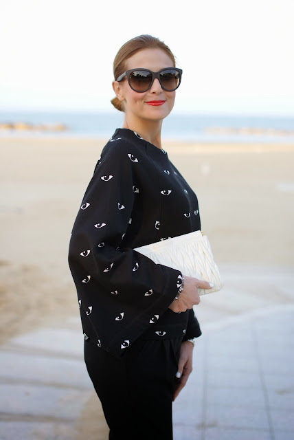 Kenzo eye print kimono sweatshirt, Miu Miu drape clutch, Fashion and Cookies, fashion blogger