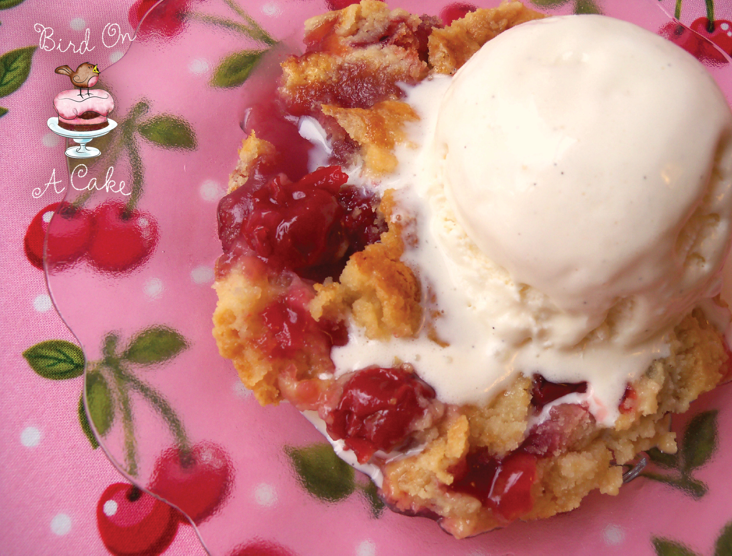 Bird On A Cake 4 Ingredient Cherry Crumble {aka Dump Cake}