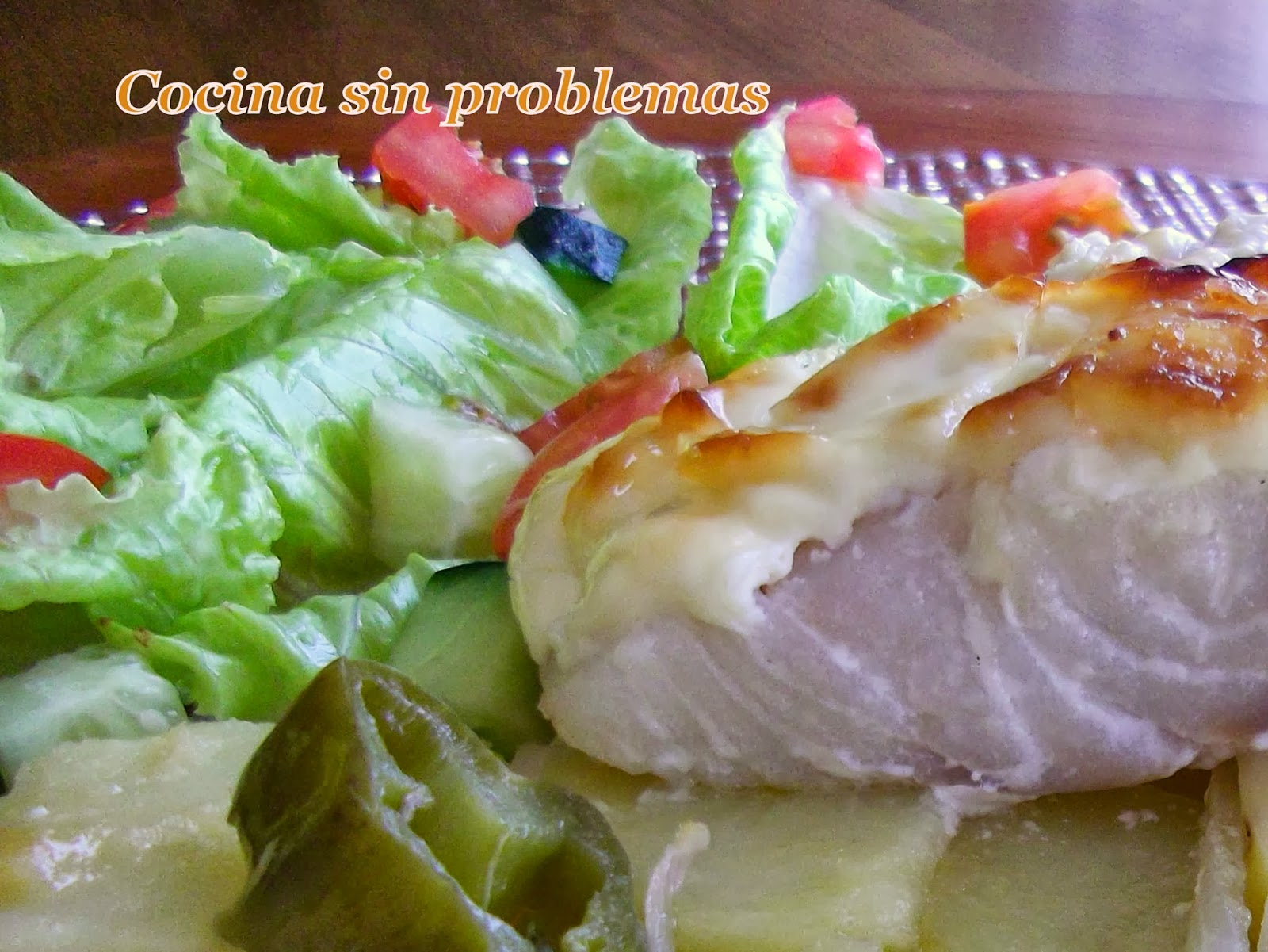 cocina sin problemas: Bacalao con costra de mayonesa y patatas pandera.