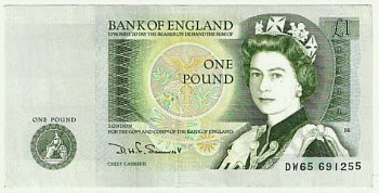 One pound £1 1980s Bank of England One Pound Note from 1981