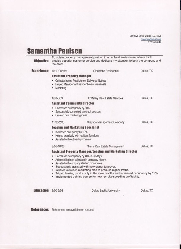 apartment manager resumes