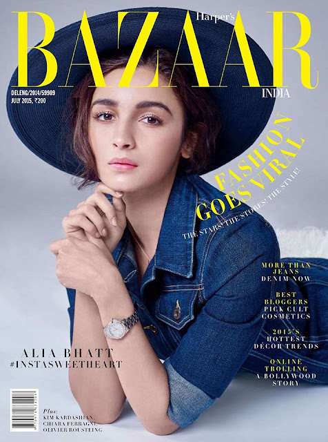 Alia Bhatt on cover page of Harper’s Bazaar July 2015 Cover