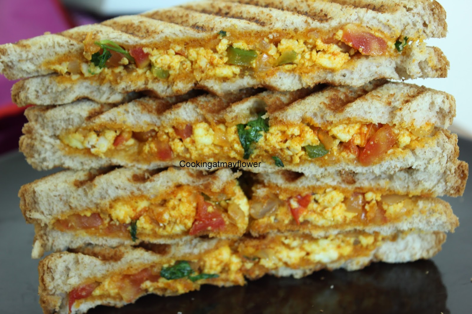 Cooking at Mayflower Paneer bhurji sandwich / Video recipe