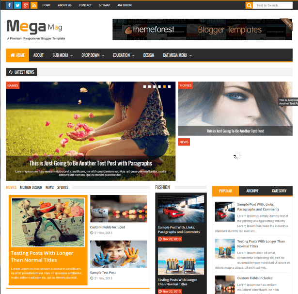 Mega Mag - Responsive Magazine Blogger Template Mega Mag Blogger Template