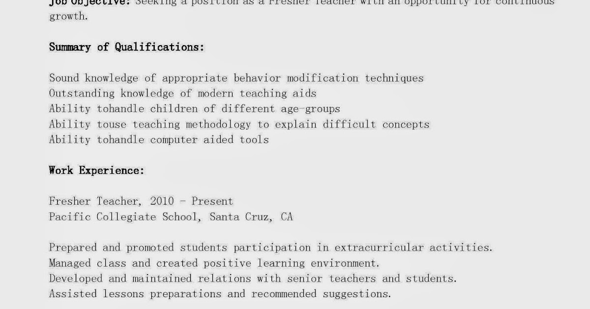 free sle resume for teachers freshers resume sles fresher resume sle free sle resume for teachers freshers resume sles fresher resume sle