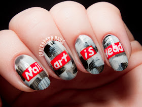 Barbara Kruger inspired nail art by @chalkboardnails