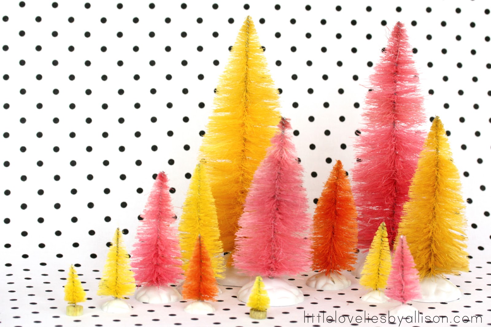 little lovelies: dyed bottle brush trees