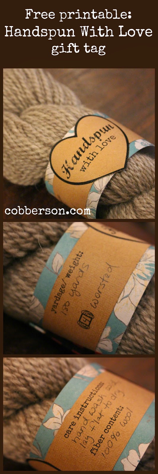 Cobberson & Co. Handspun with love free printable gift tag