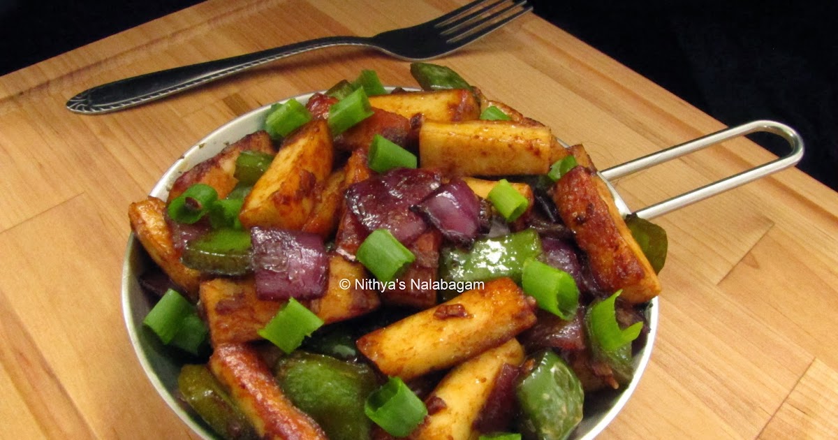 Chilli Paneer Step by step pictures Nithya's Nalabagam
