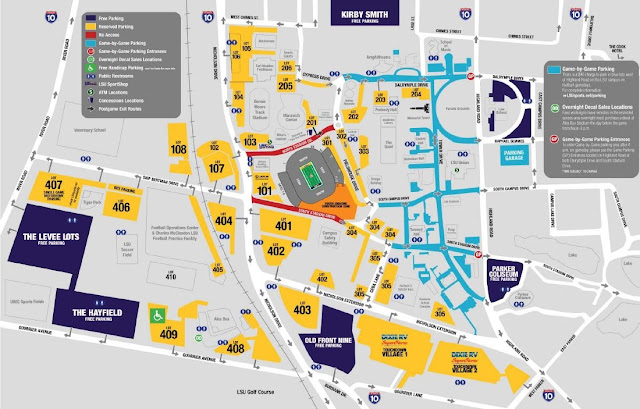 LSU FOOTBALL PARKING MAP plus Nearby Homes!