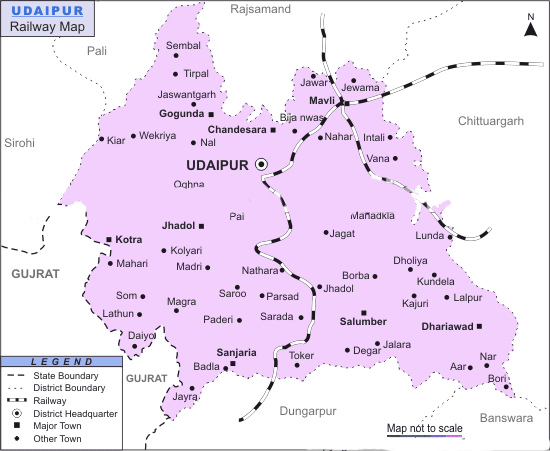 Udaipur Map In Hindi Rail-Map-India: Udaipur_Railway_Map