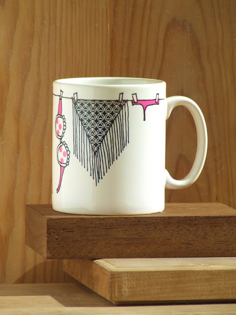 Funny and a bit naughty unique coffee mug design with clothesline of Alfama by Alfamarama Funny and a bit naughty unique coffee mug design with clothesline of Alfama by Alfamarama