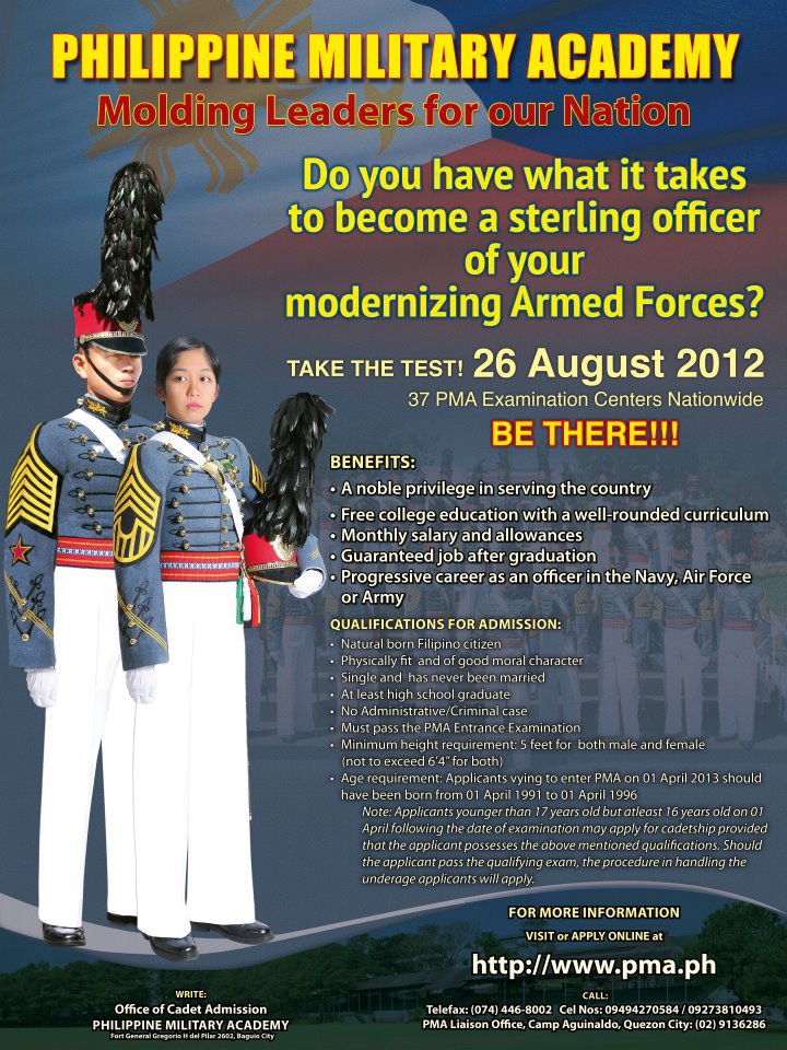 Philippine Military Academy (PMA) entrance exam, the Armed Forces of