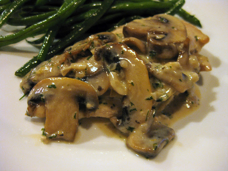 Chow Bella Julia Child's Chicken Supremes with Mushrooms and Cream and Green Beans