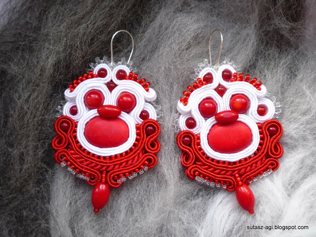 red-white soutache earrings