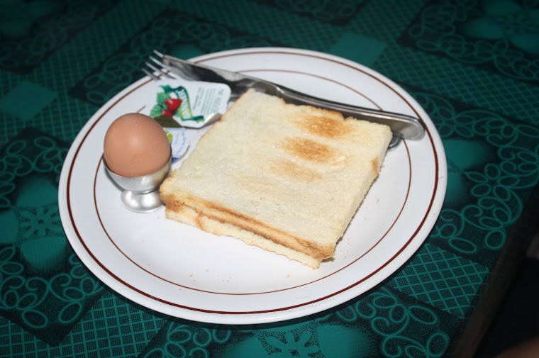 Bread and egg for breakfast